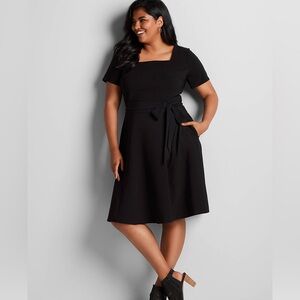 Lane Bryant Lena Square Neck Fit & Flare Dress